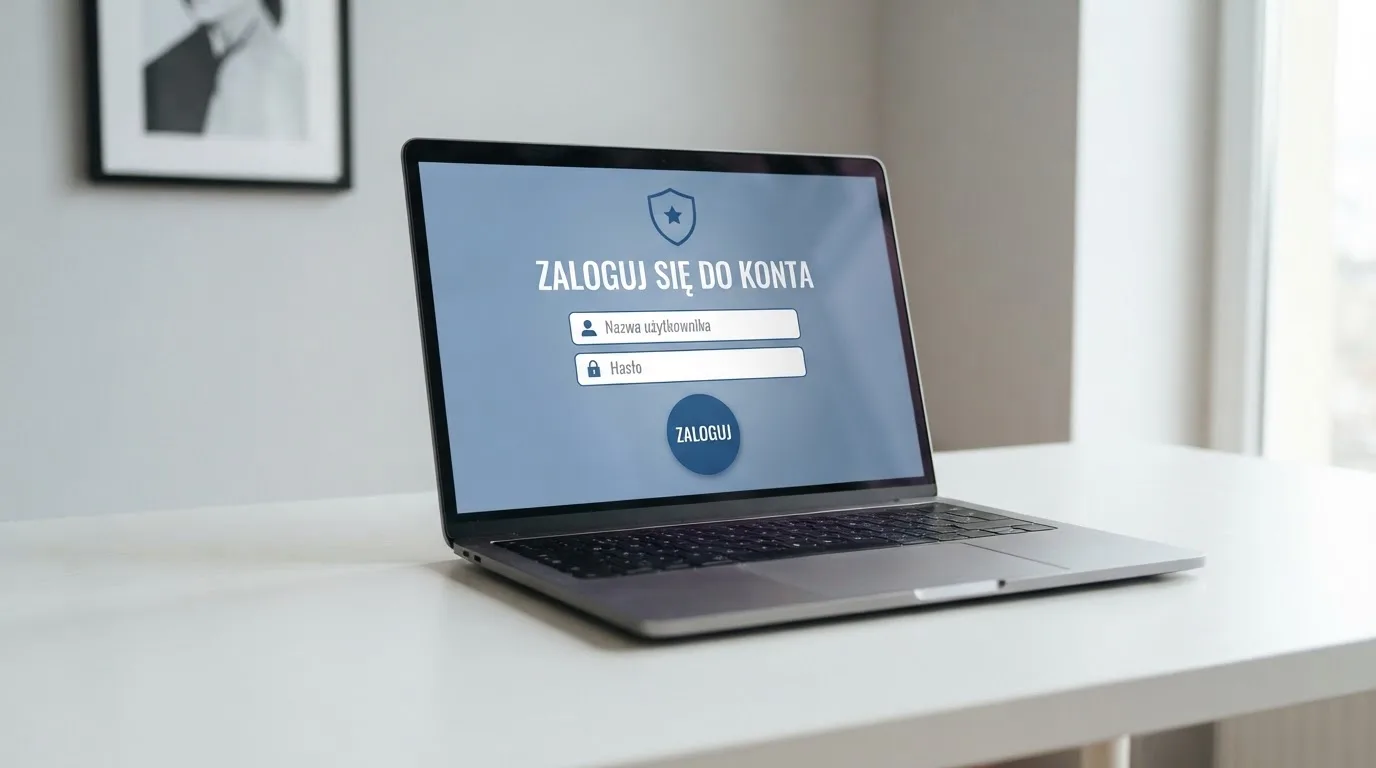 Strona logowania oficjalnej platformy Total Casino na ekranie laptopa, jedynego legalnego kasyna online w Polsce